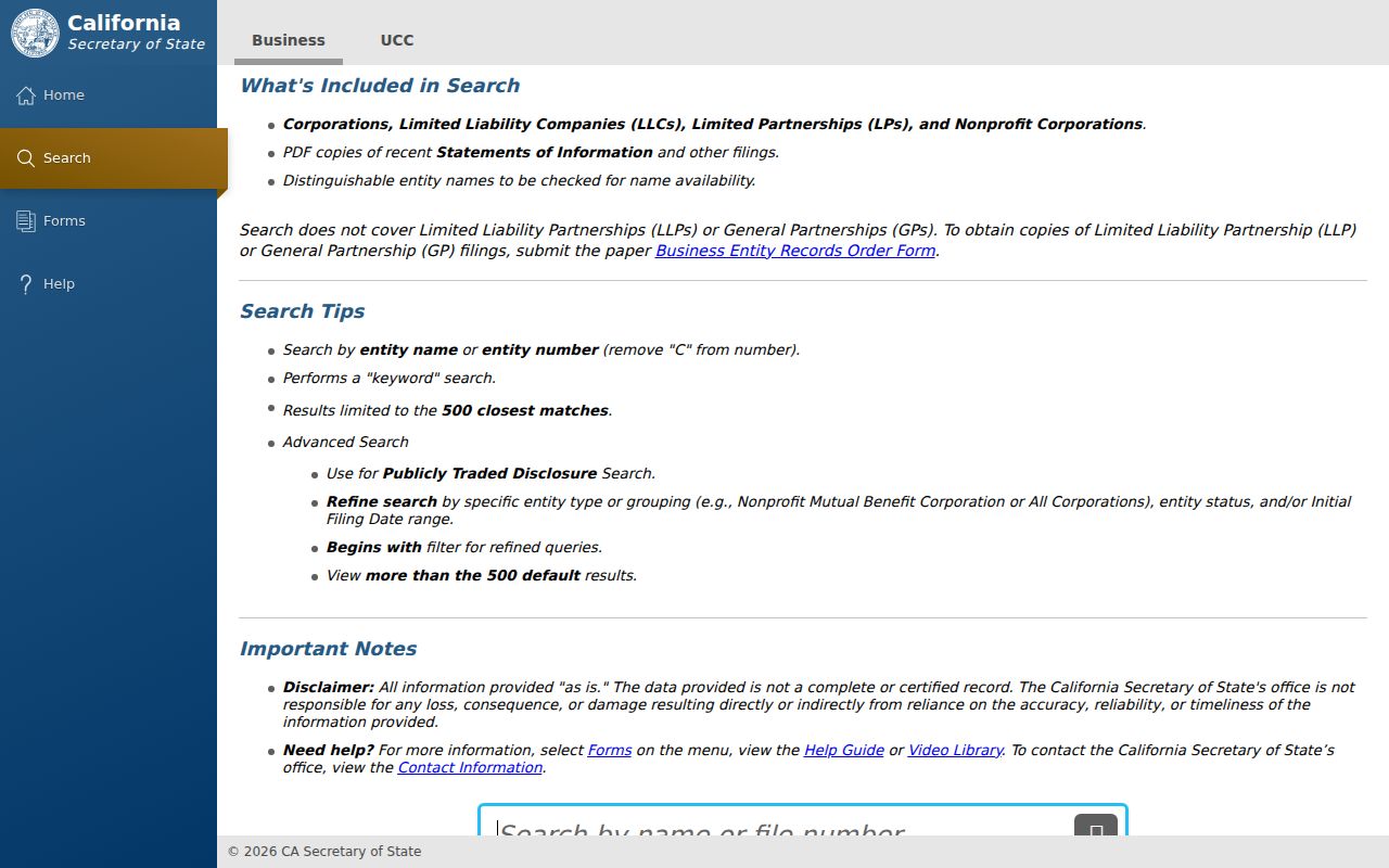 Lomita people search with California Secretary of State business records