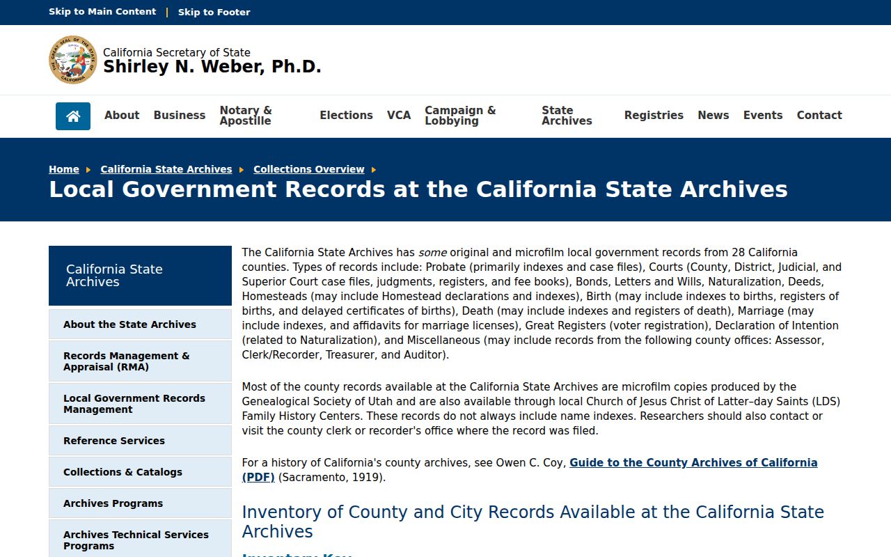 Lomita voter records genealogy sources in California State Archives