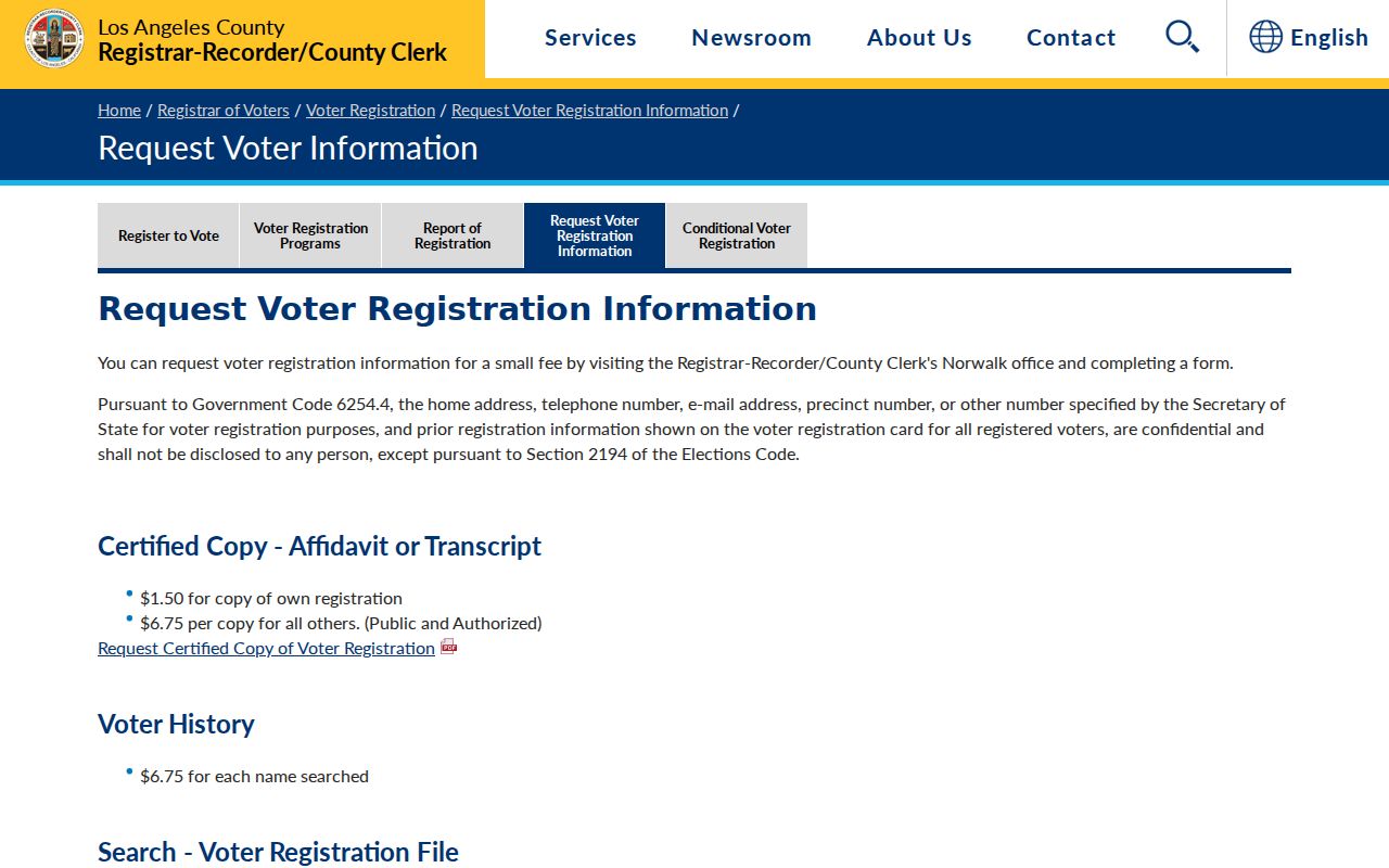 Lomita voter records request options from LA County